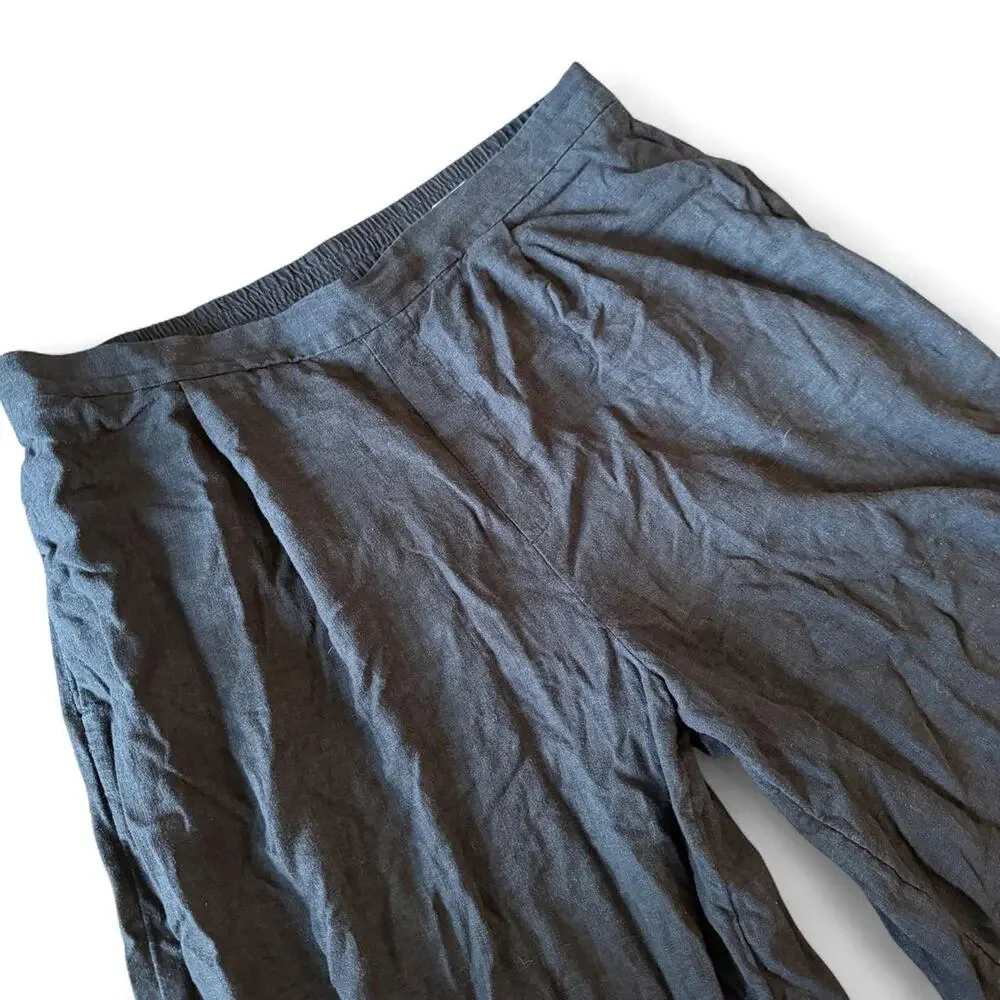 Banana Republic Black Linen Blend Coastal Beachy Capri Pants Swim Coverup Sz XL